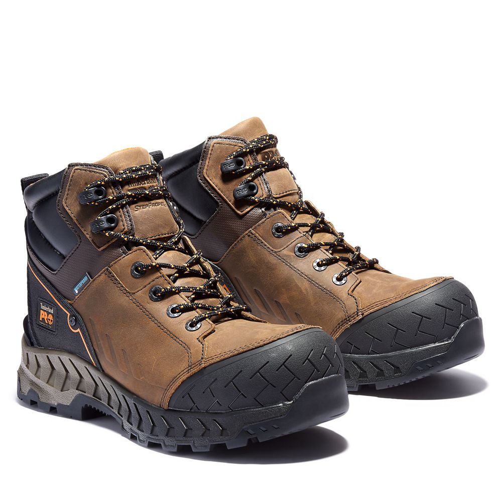 Timberland Μποτακια Εργασίας Ανδρικα Καφε/Μαυρα - Pro® Summit 6-Inch Composite-Toe - Greece 5029741-